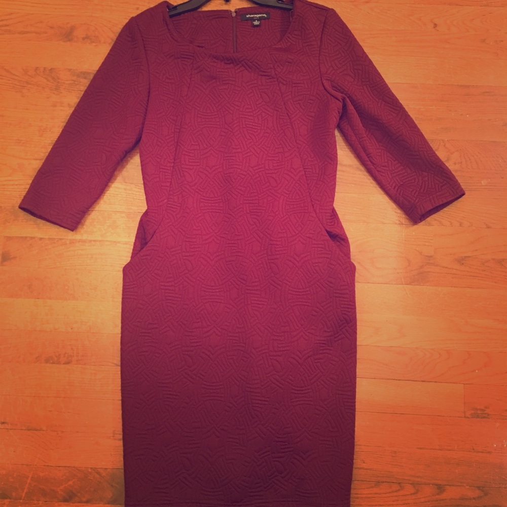 Burgundy Dress with Pockets